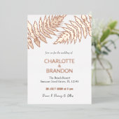 Invitation En Aluminium Forêt Fermes en plein air Mariage Rose or (Debout devant)