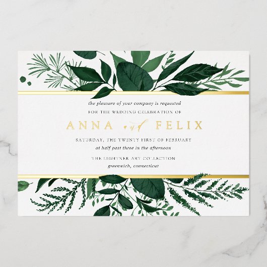 Invitation En Aluminium Forêt sauvage | Mariage botanique vert (Recto)