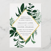 Invitation En Aluminium Forêt sauvage | Mariage de feuillage vert aquarell (Recto)