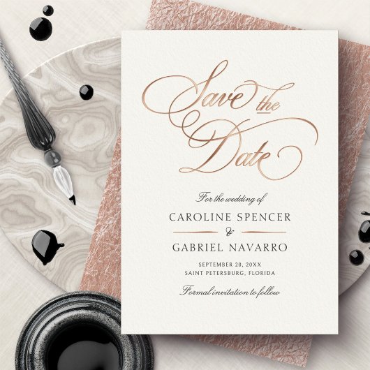 Invitation En Aluminium Formal Calligraphy Script Wedding Save the Date
