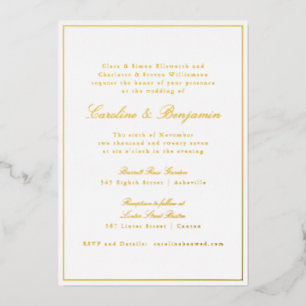 Invitation En Aluminium Formal Classic Gold Bordure Élégant Mariage de scr