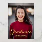 Invitation En Aluminium Formal Elegant Gold Script Photo Graduation (Recto)