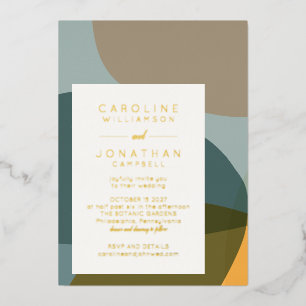 Invitation En Aluminium Forme Abstraite moderne Turquoise Taupe Chic Maria