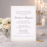 Invitation En Aluminium Formel Classic Bordure Or Élégant Chic Mariage<br><div class="desc">Formal classique traditionnel Script élégant mariage invitation avec bordure étroite dans l'huile d'or et en ligne RSVP détails</div>