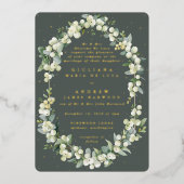 Invitation En Aluminium Formel Elegant Green Snowberry+Eucalyptus Mariage (Recto)