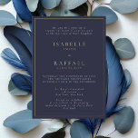 Invitation En Aluminium Formel Elegant Marine Bleu Plusieurs emplacements<br><div class="desc">Formel Elegant Marine Bleu Plusieurs emplacements Mariage Gold Foil Pressé Modèle d'invitation</div>