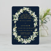 Invitation En Aluminium Formel Elegant Marine Snowberry+Eucalyptus Mariage (Debout devant)