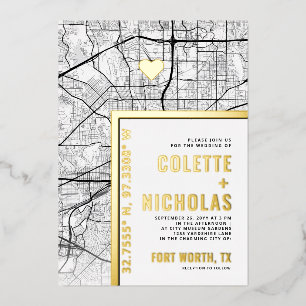 Invitation En Aluminium Fort Worth Love Locator Mariage sur le thème de