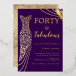 Invitation En Aluminium Forty & Fabulous Purple & Gold robe 40e anniversai<br><div class="desc">Forty & Fabulous Purple & Gold Robe 40th Birthday Foil Invitation Voir d'autres invitations dans notre niche and Nest Store</div>
