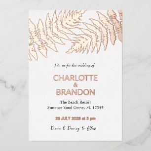 Invitation En Aluminium Fougères de forêt Mariage extérieur Rose Gold