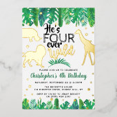 Invitation En Aluminium Four Ever Wild Jungle Safari Garçons 4e anniversai (Recto)