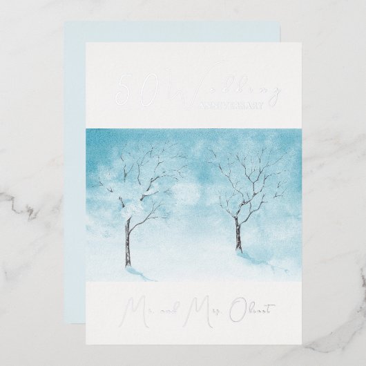 Invitation En Aluminium Fraîcheur d'hiver Anniversaire Mariage 50 ans (Recto/Verso)
