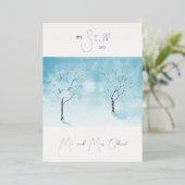 Invitation En Aluminium Fraîcheur d'hiver Vow Renouvellement 25 ans Argent (Debout devant)