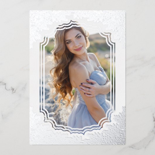 Invitation En Aluminium Frame Floral Espagnol Fancy Mis XV Años Photo (Recto)