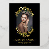 Invitation En Aluminium Frame ovale botanique fantaisiste espagnol Quincea (Recto)