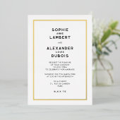 Invitation En Aluminium Français Chic Minimal Gold Mariage frontière (Debout devant)
