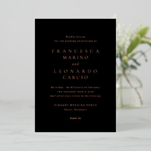 Invitation En Aluminium Francesca Mariage classique noir
