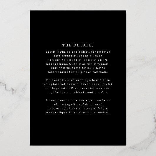 Invitation En Aluminium Francesca Mariage classique noir (Verso)