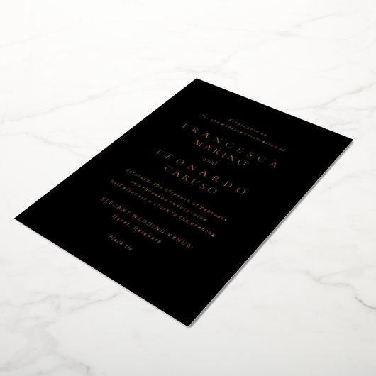 Invitation En Aluminium Francesca Mariage classique noir (Rotation)