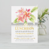 Invitation En Aluminium Frangipani fête florale déjeuner 40e anniversaire (Debout devant)
