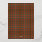 Invitation En Aluminium Fraser Red Tartan Plaid (Verso)