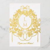 Invitation En Aluminium French Rococo Gold Foil Rose Monogram Wedding (Recto)
