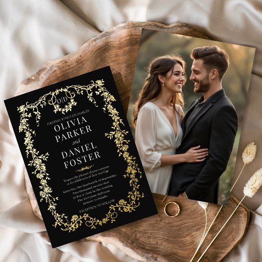 Invitation En Aluminium French Victorian Wedding Photo Gold