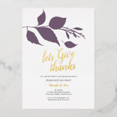 Invitation En Aluminium Friendsgiving automnal violet et blanc (Recto)