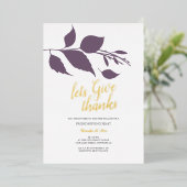 Invitation En Aluminium Friendsgiving automnal violet et blanc (Debout devant)