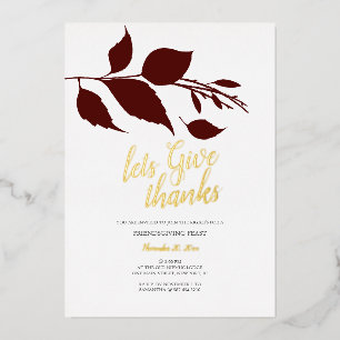 Invitation En Aluminium Friendsgiving automne bordeaux et blanc