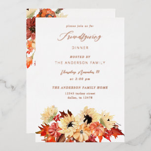 Invitation En Aluminium Friendsgiving de citrouille et de tournesol