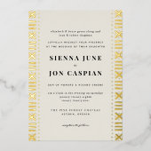 Invitation En Aluminium Frontière Ecru Boho Mudcloth (Recto)