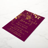 Invitation En Aluminium Fuchsia & Gold Modern Floral Baby shower (Rotation)