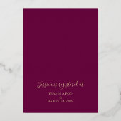 Invitation En Aluminium Fuchsia & Gold Modern Floral Baby shower (Verso)