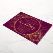 Invitation En Aluminium Fuchsia & Gold Peony Modern Toile Mariage (Rotation)