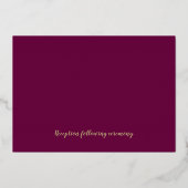 Invitation En Aluminium Fuchsia & Gold Peony Modern Toile Mariage (Verso)