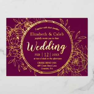 Invitation En Aluminium Fuchsia & Or Mariage Moderne Toile