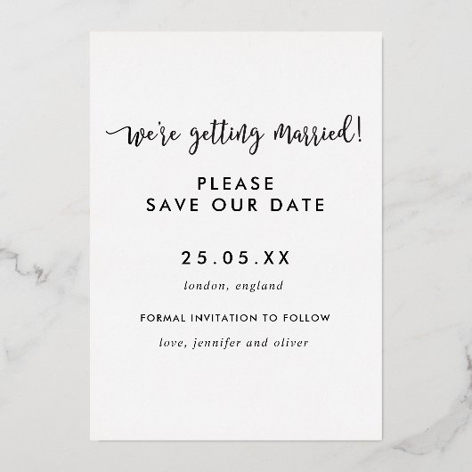 Invitation En Aluminium Fun Enfin mariage photo Enregistrer la date Or (Verso)