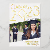 Invitation En Aluminium Fun Facts Photo Bold Script Class 2023 Graduation (Recto)