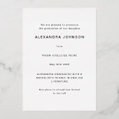 Invitation En Aluminium Fun Modern Graduate Photo Script noir et or (Verso)