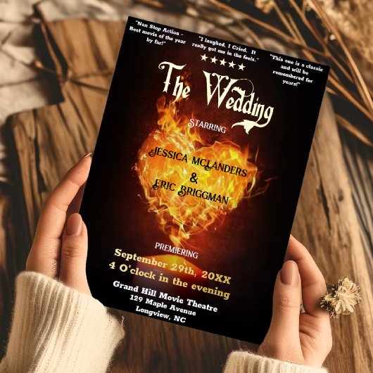 Invitation En Aluminium Fun Movie Theater Poster Thème Mariage