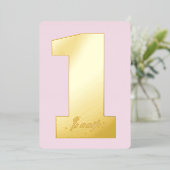 Invitation En Aluminium Fun rose 1ère fille Or moderne vêtu Anniversaire (Debout devant)