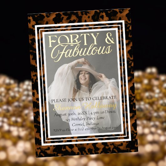 Invitation En Aluminium Fun Tortoise Shell Birthday Forty and Fabulous