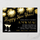 Invitation En Aluminium Fun & Trendy New Year's Eve Party Real (Recto)
