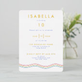 Invitation En Aluminium Fun Vibrant Retro Fleur Anniversaire (Debout devant)