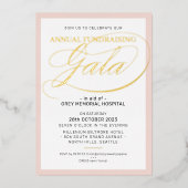 Invitation En Aluminium FUNDRAISING GALA élégant script événement rose vif (Recto)