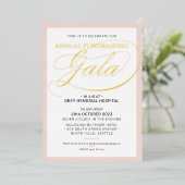 Invitation En Aluminium FUNDRAISING GALA élégant script événement rose vif (Debout devant)