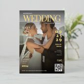 Invitation En Aluminium Funny Magazine Couverture sombre Photo Mariage uni (Debout devant)