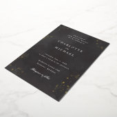 Invitation En Aluminium fusain noir aquarelle or mariage (Rotation)
