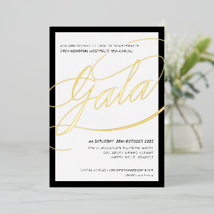 Invitation En Aluminium GALÀ DE CHARITÉ calligraphie formelle élégante noi